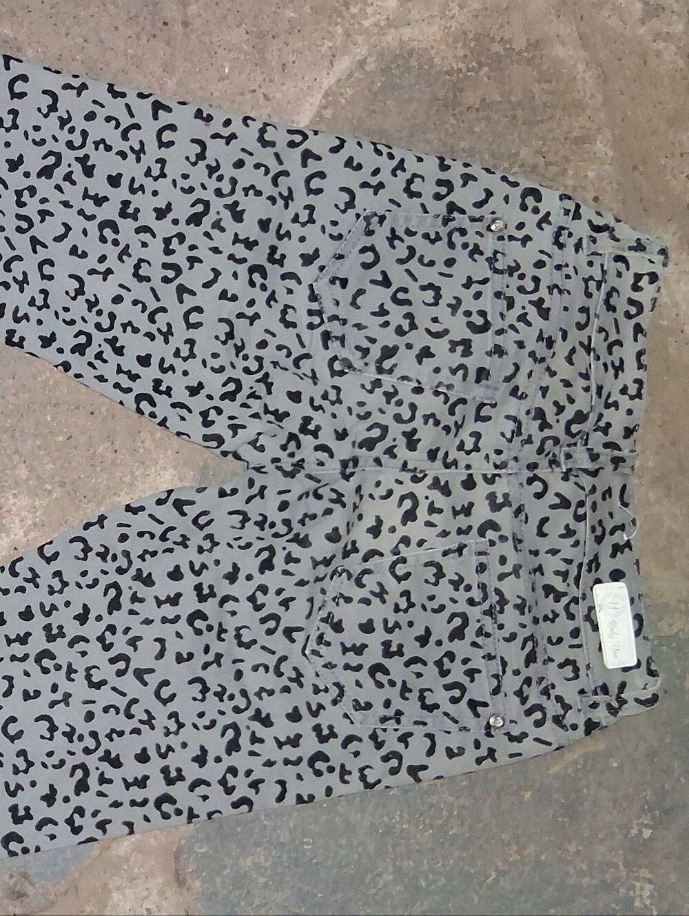 Only You Leopard Print Skinny Pants - Black on Light Gray